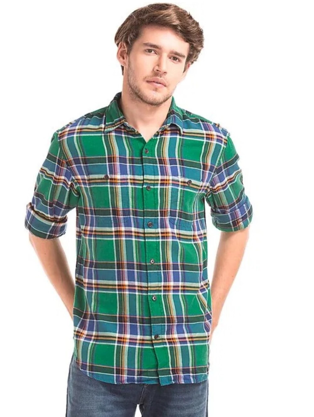 GAP Green & Blue Plaid Button Down Shirt